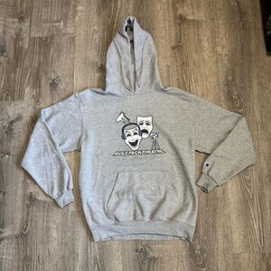 Champion Hoodie Wolf Pack Gray Sweatshirt Drama Mask Logo Unisex - Medium